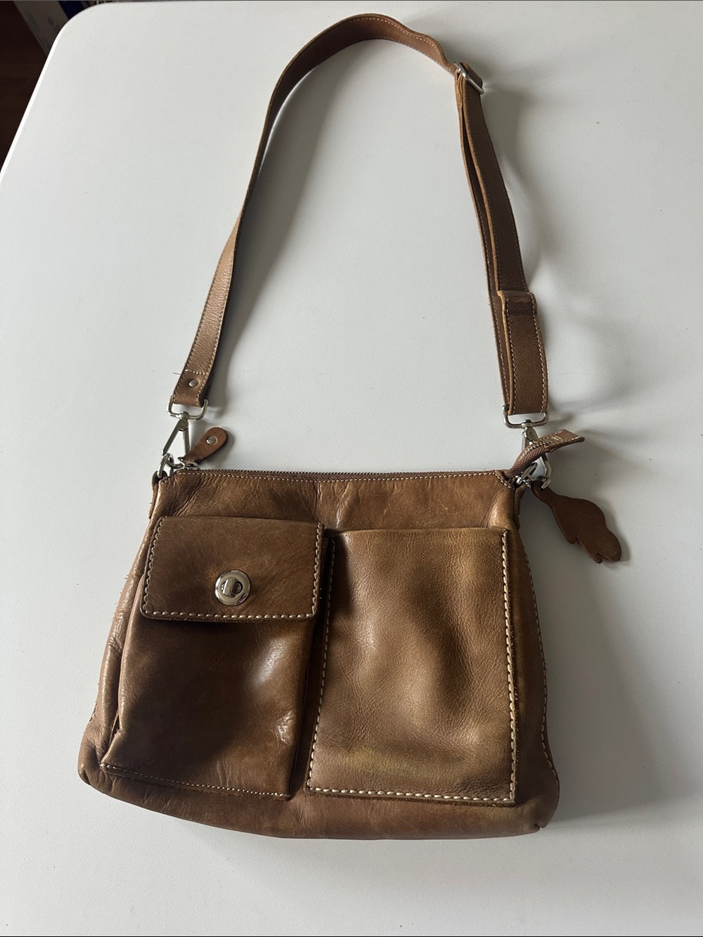 Classic Brown Leather Crossbody Shoulder Bag